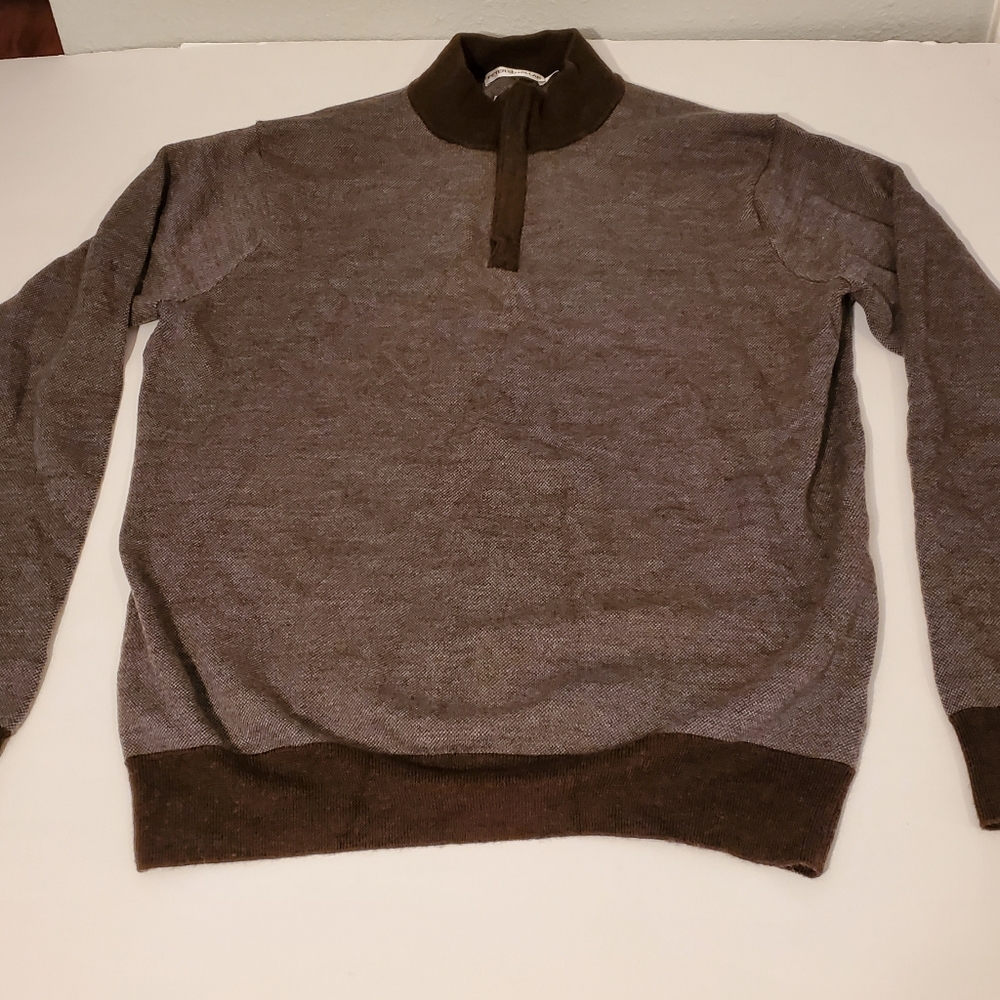 Peter Millar 100% Italion Merano Wool Longsleeve Pullover 1/4-zip. Large